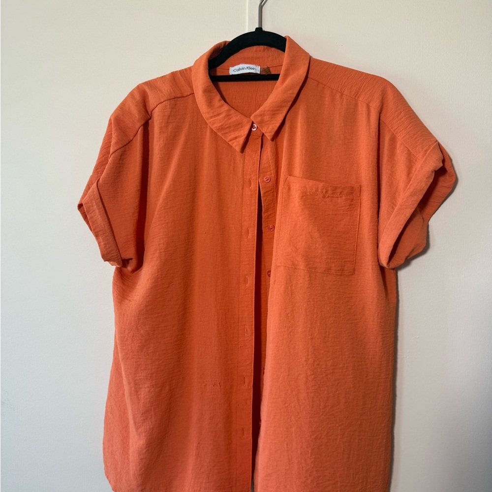 Calvin Klein Vibrant Orange Button Down Shirt